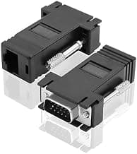 15 Pin VGA Male to RJ45 Male Connector Card VGA RGB HDB Extender to LAN CAT5e CAT6 RJ45 Network Ethernet Cable Adapter for Monitor, Personal Computer, Television, Router (Black)