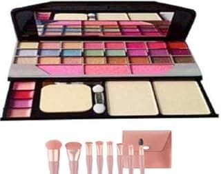 Women's & Girl's TYA Fashion 6155 Multicolour Makeup Kit with 8 Pink Makeup Brushes Set - (Pack of 9)