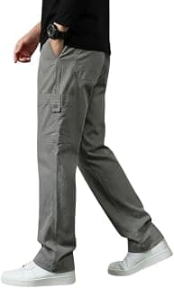 Cargo for Men | Cotton Cargo Pant | Lower for man | Elastic Drawstring Waist Straight Fit Bottoms | Comfortable Breathable Cargos for Casual, Office Wear