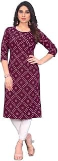 Womens Crepe Kurti | Straight Fit | Knee-Length | Crew Neck | 3/4 Sleeves | Casual & Office Wear