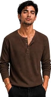 Men's Premium Waffle Knit Henley Tshirt for Men