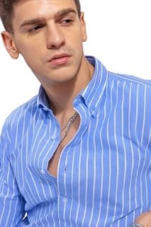 Men’s Casual Cotton Mix Striped Shirt