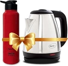 Pigeon 1.5 litre Hot Kettle and Stainless Steel Water Bottle Combo used for boiling Water, Making Tea and Coffee, Instant Noodles, Soup with Auto Shut- off Feature, 1300 W