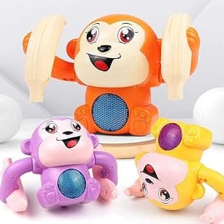 Gooyo GY-2029 Voice Control Banana Dancing Monkey Toy | Spinning, Rolling and Tumbling Toy for Kids with Bright LED Lights & Sound Effects | Assorted | 3xAAA Battery (Not Included)