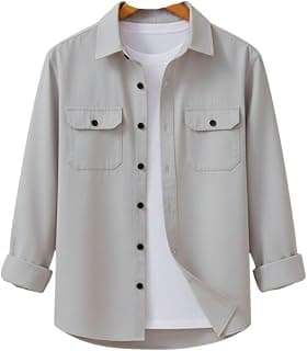 Men's Black Casual Shirt, Long Sleeve, Dual Chest Pockets, Button-Down Collar