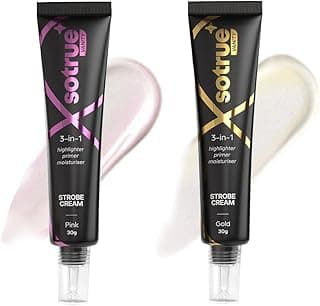Sotrue Strobe Cream Combo Pack of 2, Gold and Pink - 30gm Each | Primer + Highlighter + Moisturizer | Intense Hydration | Flawless Radiant Dewy Skin | Illuminating & Glowing Makeup Base