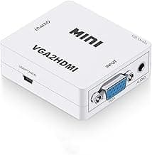 VGA to HDMI, Mini HD 1080P 3.5mm Audio VGA to HDMI HD HDTV Video Converter Box Adapter VGA2HDMI for Notebook PC for HDTV Projector, Laptop, Dispaly, Projector. (White).
