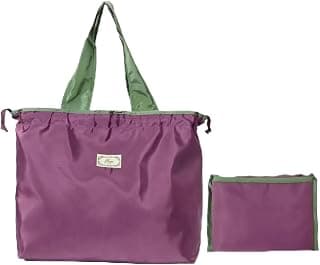 Reusable Grocery Long Bag Shoulder Handles Foldable Tote Bag Compact Storage Pouch Purple