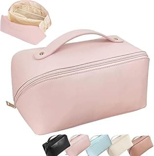 Sprqcart Large Capacity Travel Cosmetic Bag With Handle And Divider - Multifunctional Makeup Bag For Easy Access, Waterproof- (Pink), 10 Cms