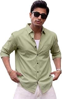 Men's Brown Solid Full Sleeve Casual Shirt with Chest Pocket