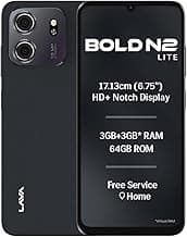Lava Bold N2 Lite (Nilgiri Blue, 3 GB RAM, 64 GB Storage) | 6.75" HD+ Display | 13MP AI Dual Rear Camera | 5000 mAh Battery | Secure Face Unlock | Fingerprint Reader | Charger & Phone-Cover in Box
