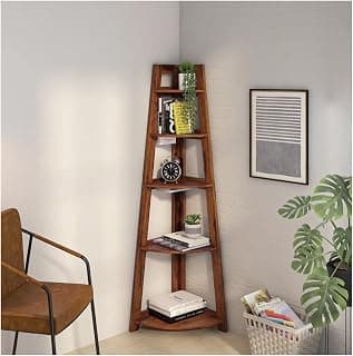 Home furniture Wooden Wall Rack Shelf for Living Room, Kitchen, Bedroom, Office | Shelf Shelves | 5 Tier Shelf | Natural Teak Finish