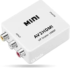 AV to HDMI Converter, RCA to HDMI, 1080P Mini RCA Composite CVBS Video Audio Converter Adapter Support PAL/NTSC for TV/PC/Gaming Console/VHS/VCR/Blue-Ray DVD Players. White