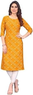 Womens Crepe Kurti | Straight Fit | Knee-Length | Crew Neck | 3/4 Sleeves | Casual & Office Wear