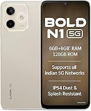 Lava Bold N1 5G (Champagne Gold, 6GB RAM, 128GB Storage) |Bigger 6.75" HD+ Notch Display | Octacore 5G Processor | 13 MP AI Camera |5000 mAh Battery| IP54 Rated Dust & Water Splash Proof