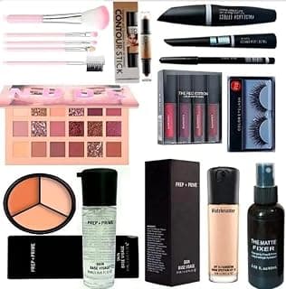 Professional 15-in-1 All in One Makeup Kit Complete Eye Makeup Solution for Women And Girls | Face Makeup Combo Set with Foundation, Primer, 3 in 1 Concealer, Contour Stick, Eyeshadow Palette, Lipstic