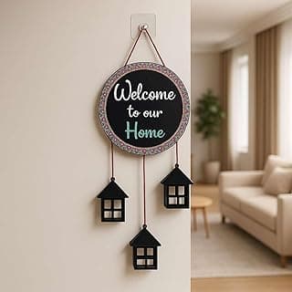 DECORIQUE Wooden Wall Hanging Welcome Sign Decorative Quote Board For Home, Door, Entrance, Hall & Office - Rustic Wall Art & Housewarming Gift Item,25 Cm