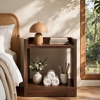 SBF Furniture Engineered Wood Side Table with Storage Shelf, Modern End Table for Living Room, Bedroom & Sofa, Wooden Nightstand with Open Shelves