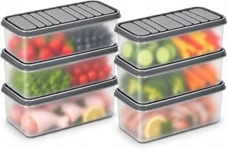 SATVIKAYA Air Tight Plastic Storage Containers Set for Kitchen | Pantry Organizers Kitchen Accessories Items,Fridge Storage Boxes | Leak-Proof, Durable, and Space-Saving (1200 ML, 6)