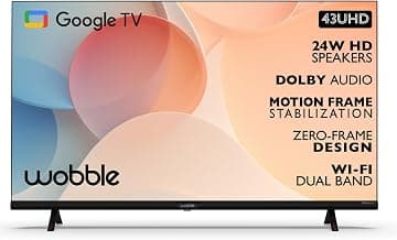 Wobble 109 cm (43 inches) UD Series 4K Ultra HD Smart LED Google TV WB43GTAW9602UDFL (Black)
