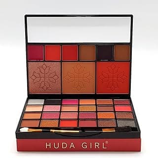 All-in-One Makeup Kit with Mirror - Includes 24 Eyeshadow Palette with Brush, 3 Eyebrow Powder, 3 Lip Gloss, 2 Applicator, Blush Contour and Highlighter Palette for Girl & Womens