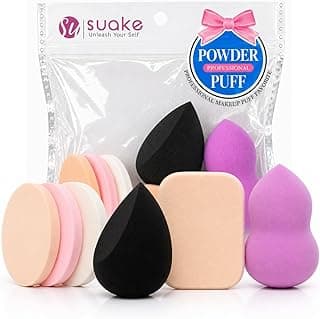 SUAKE Reusable Soft Compact Puff & Sponge Blender for Flawless Foundation, BB Cream and Face Powder Application (Multi-Color- Pack of 6)