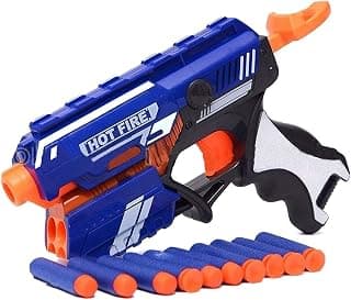 Jack Royal Storm Hot Fire Soft Bullet Gun Toy with 10 Safe Soft Foam Bullets, Fun Target Shooting Battle Fight Game for Kids Boys (Storm- Hot Fire)