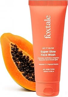 Foxtale Super Glow Detan Face Wash with Vitamin C & Papaya enzyme, Tan Removal, Brightens & Reduces Pigmentation, Gentle Exfoliation | Face Wash for Men & Women | All Skin Types - 100ml