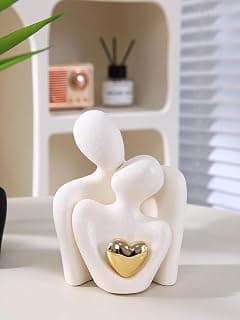 Street27 Hugging Couple Statue - Romantic Home Decor, Perfect Wedding Anniversary and Valentines Day Gift, Figurine for Home, Office, Coffee Table and Desktop (White, Romantic Couple), 8 cm, 6.5 cm