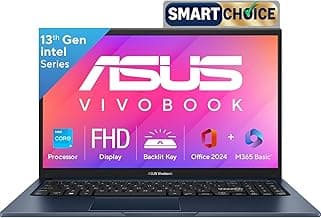 ASUS Vivobook 15, Smartchoice,Intel Core i3 13th Gen 1315U, 12GB RAM, 512GB SSD, FHD 15.6", Win 11, Office 2024, Quiet Blue, 1.7Kg, X1504VA-BQ332WS, Intel UHD iGPU, M365 Basic (1Year)*, 42Whrs Laptop