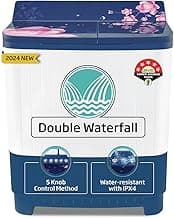 Voltas beko, A Tata Product 8.5 kg 5 Star Semi-Automatic Top Load Washing Machine With Double Water Fall technology (WTT85DBLG/FLRB5, Blue, Special Pulsator & 5 Knob Control Method)