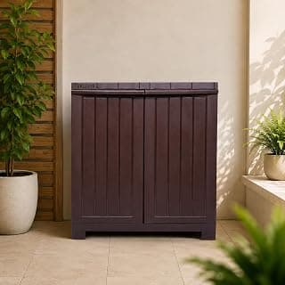 2.4 Ft x 2.1 Ft Storage Plastic Cupboard | 1 Year Warranty | Free Standing Cabinet | (Finish Color - Brown, Door Type- Hinged, DIY(Do-It-Yourself)) | (1 Shelf)
