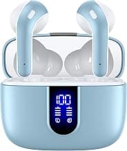TAGRY Bluetooth Headphones True Wireless Earbuds 60H Playback LED Power Display Earphones with Wireless Charging Case IPX5 Waterproof in-Ear Ear buds with Mic for TV Smart Phone Laptop Computer Sports