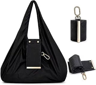 Giftable Roll-Up Shoulder Tote Bag with Storage Case and Metal Clip