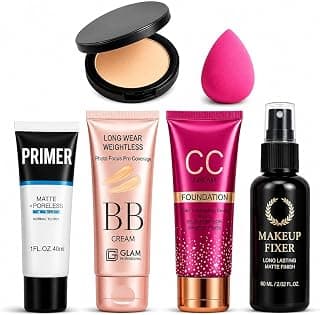 Makeup Combo Kit for Women with Primer, BB Cream, CC Cream, Makeup Fixer Spray, Compact Powder & Beauty Blender Sponge | Daily Makeup Essentials Kit
