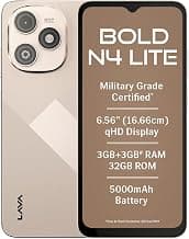 Lava Bold N4 Lite (Empire Gold, 3GB RAM, 32GB Storage) | 6.56" qHD Display | 8MP Rear Camera | 5000 mAh Battery | Free Service @ Home | Fingerprint Reader | Charger & Phone-Cover in Box