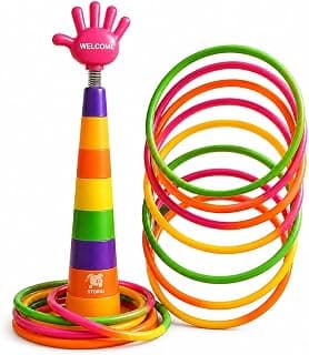 Storio 2 in 1 Ring Toss Game for Kids | Indoor Outdoor Fun Learning Activity Toy | Stacking Rings & Target Throw Game | Multicolor Plastic Toy for Baby | Birthday Gift for 1-5 Years