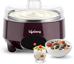 Lifelong Automatic Yogurt & Curd Maker Machine for Home | Auto Temperature Regulation | Electric Probiotic Yogurt Maker for Kitchen (1 L) | Thick Creamy Probiotic Curd |304 Stainless Steel Container