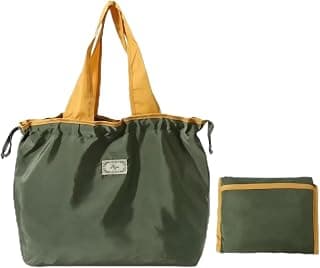 Reusable Grocery Long Bag Shoulder Handles Foldable Tote Bag Compact Storage Pouch Army Green