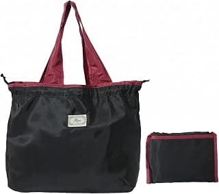 Reusable Grocery Long Bag Shoulder Handles Foldable Tote Bag Compact Storage Pouch Black
