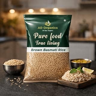 Brown Basmati Rice 1 kg | Premium Long Grain Brown Rice | Whole Grain Basmati Rice | Naturally Nutritious Rice for Everyday Cooking | Healthy Indian Grocery Essential