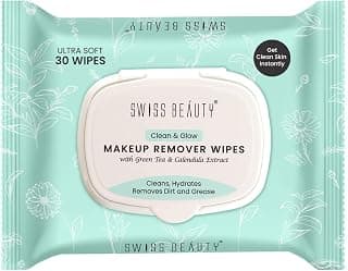 Swiss Beauty Clean & Glow Makeup Remover Wipes | With Green Tea And Calendula Extracts| Cleansing And Hydrating Facial Wipes| 30 Wipes