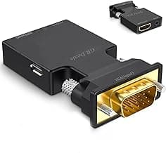VGA to HDMI Adapter Converter with Audio,(PC VGA Source Output to TV/Monitor with HDMI Connector), Active Male in Female 1080p Video Dongle adaptador for Computer, Laptop, Projector.