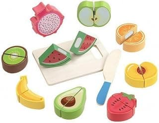 Brightly Colored Wooden Cutting Toy Painted Pretend Slicing Set Printed Details Toy Cutting Board Set Rejoinable, Fruit|Groceries & Supermarket Miniatures|Toys & Hobbies