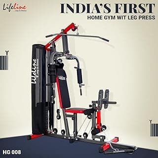 Lifeline Multi Home Gym Leg Press Machine HG 008 with Preacher Curl & Ab Crunch 72 Kg Weight Stack, Home Gym Equipment Strength Training Workout Gym Exercise Machine, Free Home Installation