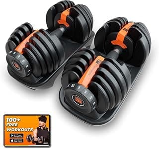 Flexnest Adjustable Iron Dumbbells Set, Designed-in-Germany, Easy Weight Adjustment (2.5Kg-24Kg), Home Workout, Gym Exercise Set For Men & Women, 24Kg, Set of 2 (Black)