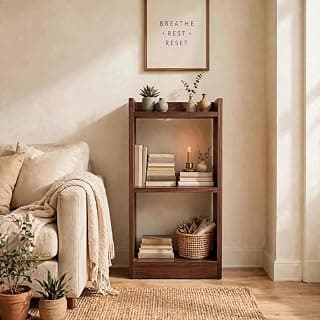 SBF Furniture 3 Tier Wooden Bookshelf, Engineered Wood Book Rack, Multipurpose Storage Shelf for Books, Décor & Kitchen, Compact Space-Saving Shelf (Brown)