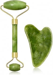 ANTIL'S Jade Roller and Gua Sha Stone Set – Face Massage Roller for Skin Tightening, Puffiness Reduction & Wrinkle Care | Improves Elasticity | Beauty Tool for Women & Men