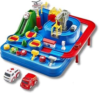 Car Race Track Adventure Toys for 3+ Year Old Boys & Girls, City Rescue Preschool Educational Vehicle Puzzle Playset