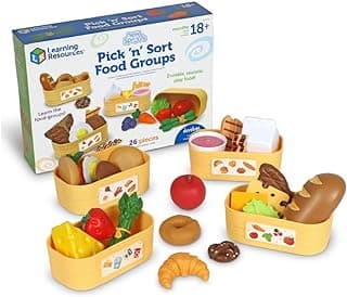 Learning Resources New Sprouts Pick ‘n’ Sort Food Groups - Grocery Store Pretend Play Food Kitchen Accessories, Ages 18 Months+, 26 Pieces
